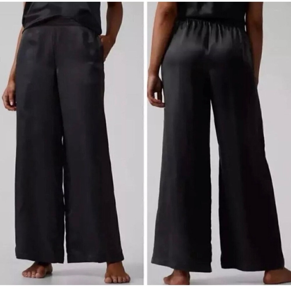 Athleta Calm Cool Pant Women XS Black Minimalist Wide Leg Cupro Trousers